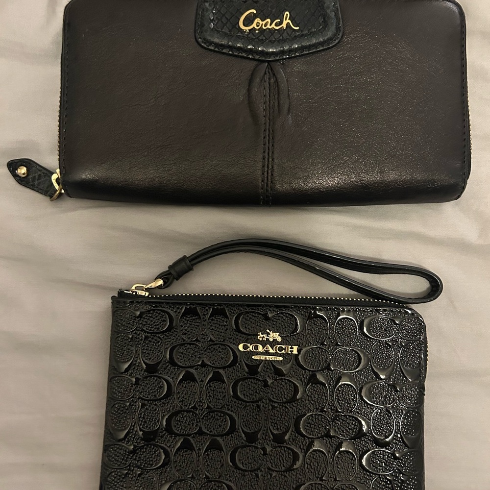Coach Black Wallet and Wristlet Set